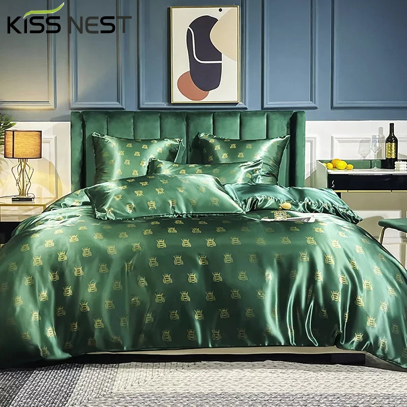 

Home Textiles Bedding Sets Rayon Duvet Cover Set Pillowcases , 200x200 220x240 230x260 228x228 ,Bee Pattern Green/Blue 2-3 Pcs