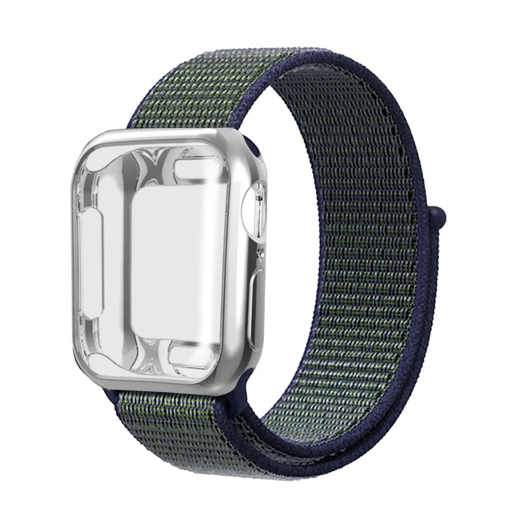 Нейлоновый ремешок+ чехол для Apple watch series 5/4/3/2/1, 42 мм, 38 мм, версия в едином положении во время занятий легкой атлетикой, ремешок для наручных часов iwatch, 40 мм 44 спортивный браслет - Цвет ремешка: Deep grey mist