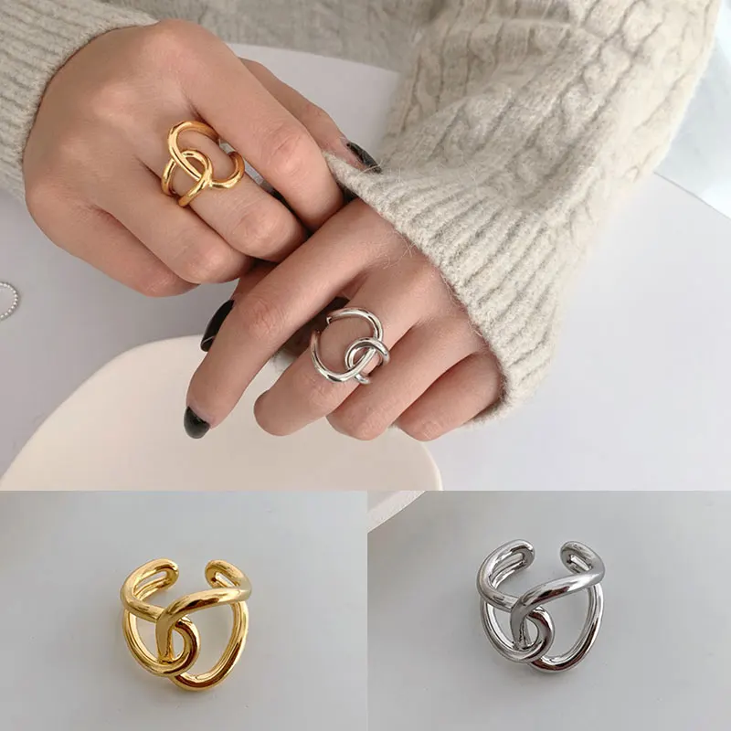 

Stylish Individual Open Ring Female All-match Adjustable Knotted Cross Ring Gold And Silver Open Ring For Women Wholesale