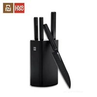 xiaomi huohou cool black kitchen non stick knife with knives holder stainless steel chef knife set fruit 307mm slicing tools