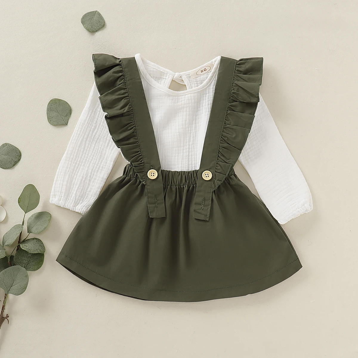 Комплект из 2 предметов хлопковая футболка с длинным рукавом и юбка на лямках