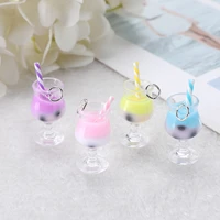 10 pcslot 3d pearl milk bubble tea cup charms fruit juice bottle crafts for earrings keychain jewelry diy making