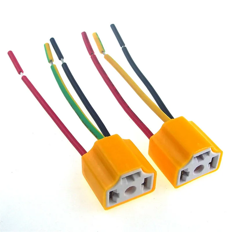 2pcs Car H4 Headlight Ceramic Bulb Holder Auto HID LED Halogen Socket Lamp Holders 9003 hb2 Connector Plug Wire | Автомобили и