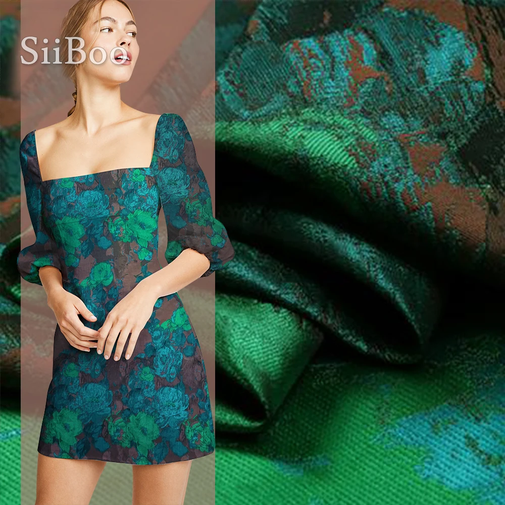 Высококачественная жаккардовая парча в американском стиле зеленого цвета с