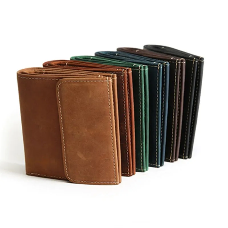 Винтажный Мужской кошелек из натуральной кожи с карманом для монет мужской мини
