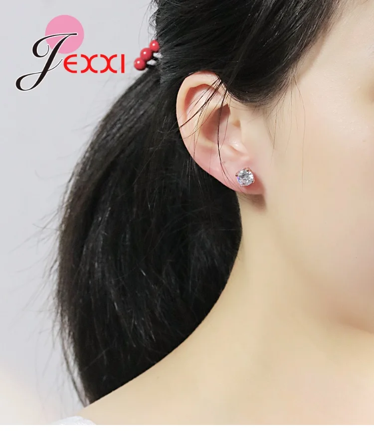 

Beautiful Crystal Stud Earrings For lovely Women Female Pretty Gifts 925 100% 925 Sterling Silver Cubic Zirconia Hot Selling