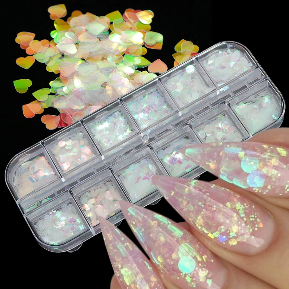 Блестки для ногтей с блестками Аврора AB Русалка хлопья Потрясающие Pailliette