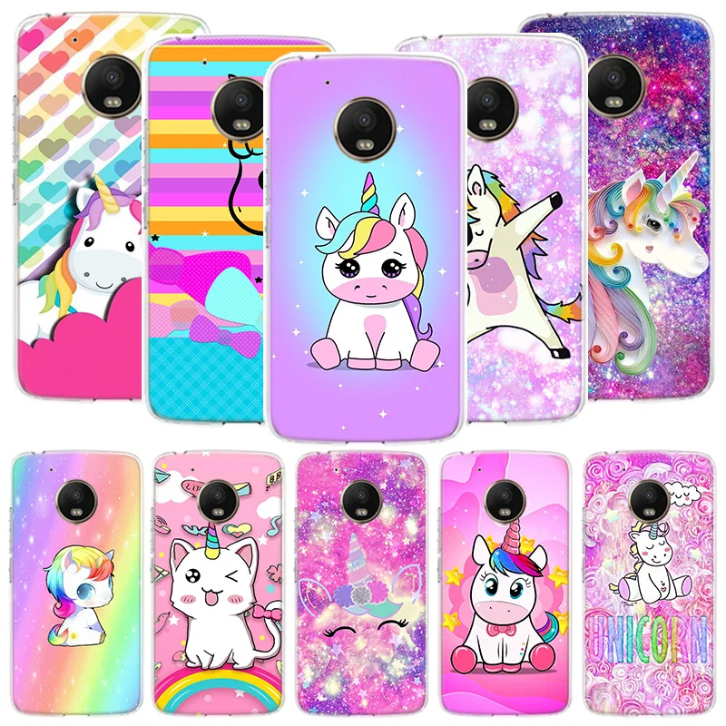 

Lovely Cartoon Unicorn Phone Case For Motorola ONE Action Vision Cover Moto G9 Plus G8 Play G7 Power G6 G5 G5S E6 E5 Capa Shell