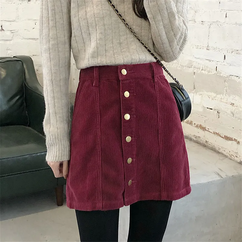 HziriP однобортная однотонная Вельветовая мини юбка трапециевидной формы Модная