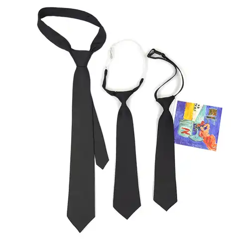 Женский Галстук в студенческом стиле, однотонный базовый черный маленький галстук, короткий красивый повседневный Универсальный декорати...