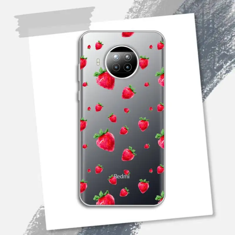 

Pink fruit strawberry Phone Case Transparent for Xiaomi Redmi note 10 t 8 9 pro lite 11