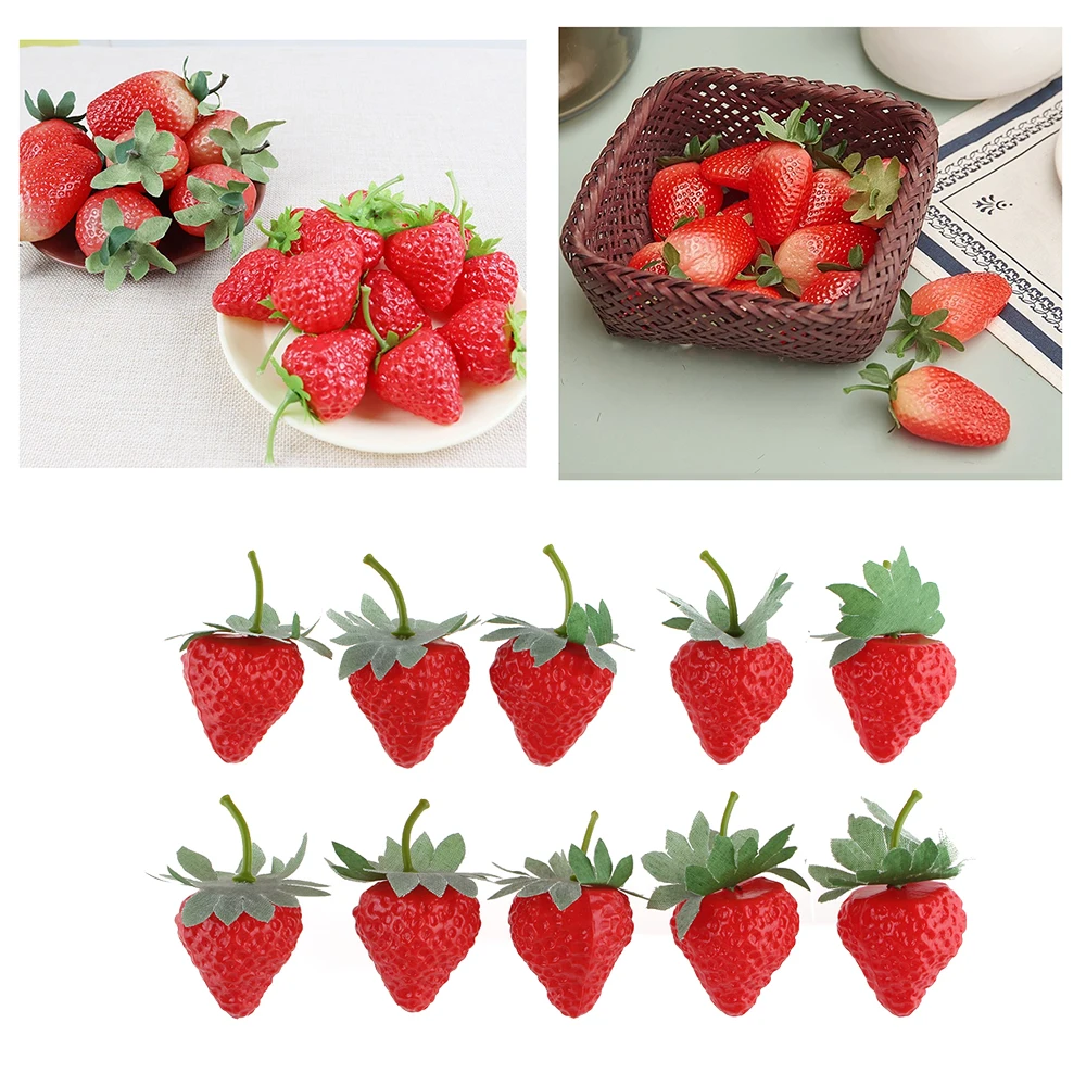 Artificial Fruit Fake Strawberry Realistic Plastic Strawberry for Photography Prop Basket Display Household Window Decoration