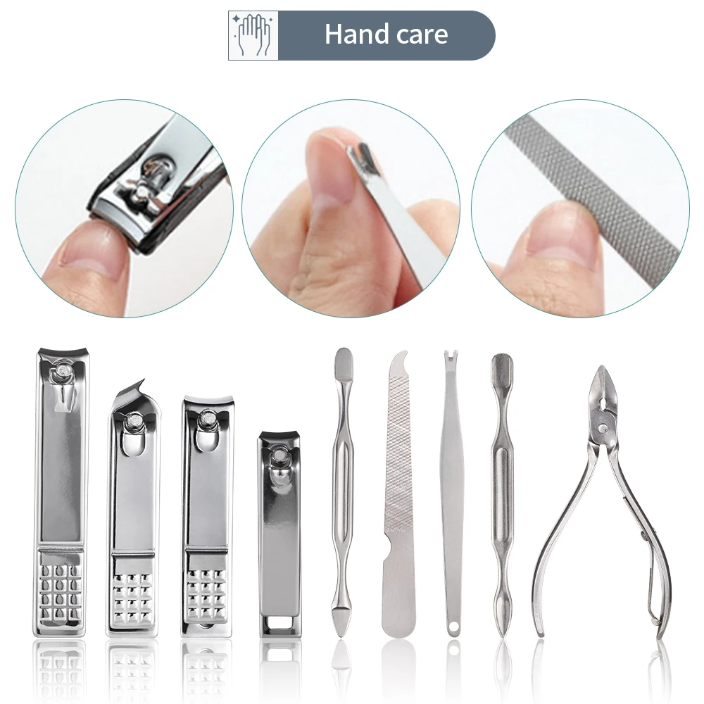 Nail Clippers Professional Pedicure Kit Stainless Manicure Set with File Scissors Clipper Cuticle Tools Makeup | Красота и здоровье