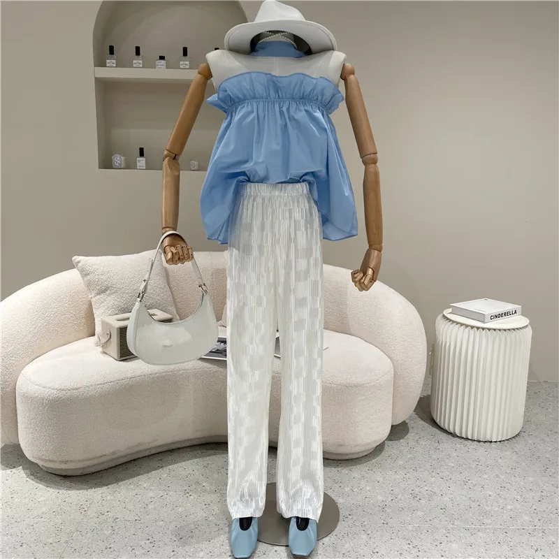 

NewWomen's clothing Spring 2021 Fashion Elastic waist loose wide leg drooping versatile floor dragging pants