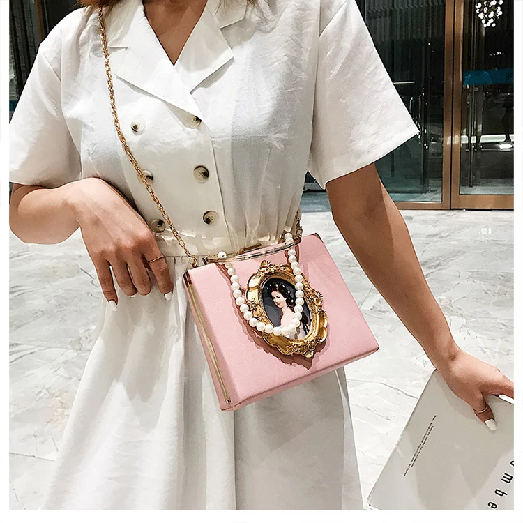 Женские сумки в винтажном стиле с жемчугом, дизайнерские цепочки, сумки через плечо, роскошные женские вечерние сумочки из искусственной кожи