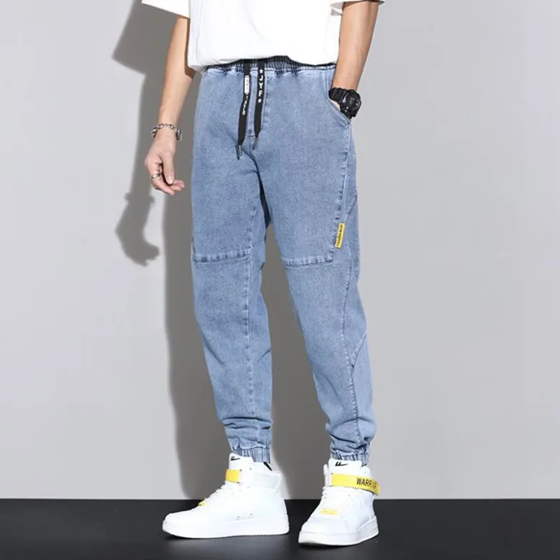 

2021 Men Summer clothing high-grade Jeans/Male Slim fit stretch Fashion harajuku Beam foot Trousers Hip hop style Pants 7XL 8XL