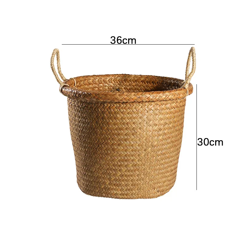 

Woven Storage Basket with Handles Natural Jute Laundry Basket Toy Towels Blanket Basket Home Decor Gift Garden Flower Pot