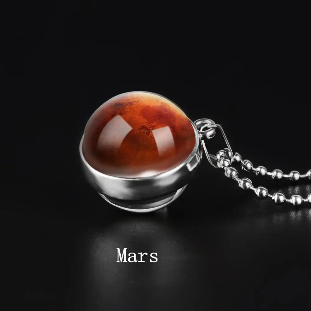 Mars Двустороннее ожерелье с глобусом, солнечная система, планета Венера, Меркурий, Марс, Сатурн, уран, Нептун, земля, солнце, кулон, купольное стекло, ожерелье s - Окраска металла: Mars