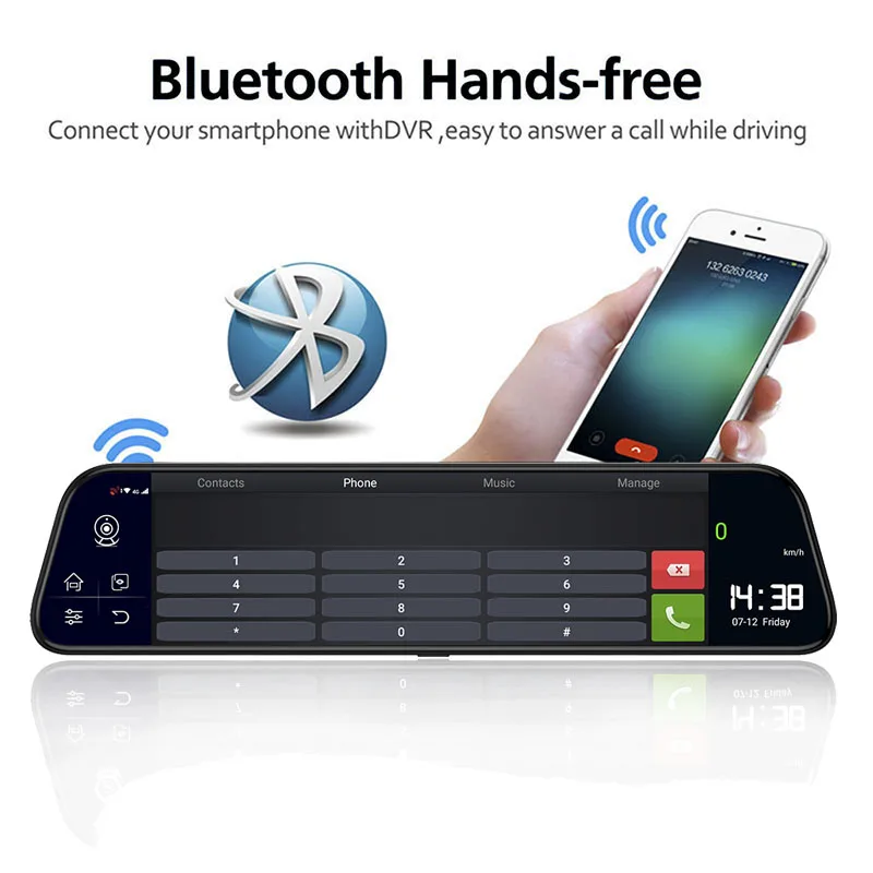 Автомобильный видеорегистратор HGDO 12 дюймов ADAS Android 8 1 потоковые медиа зеркало