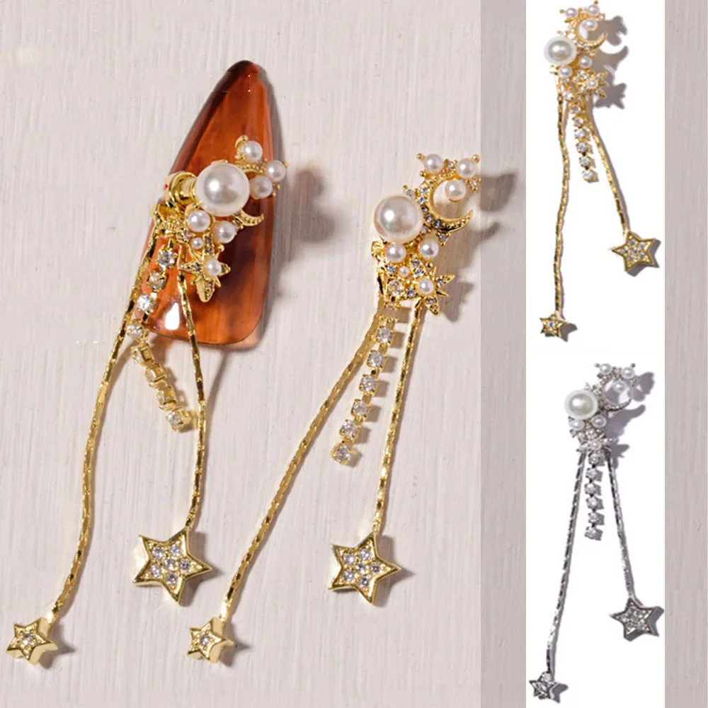 

1pcs Manicure Accessories Diamonds Luxury Nail Art Rhinestones DIY Nail Art Decorations Tassel Chains Pearl Jewelry