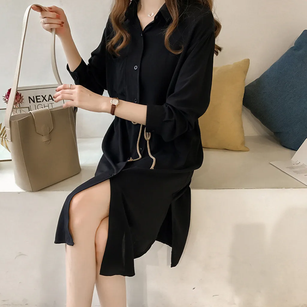 

KANCOOLD dress Fashion women's t-shirt dress female mid-length was thin temperament shirt office lady new dress momen 2020MAR27
