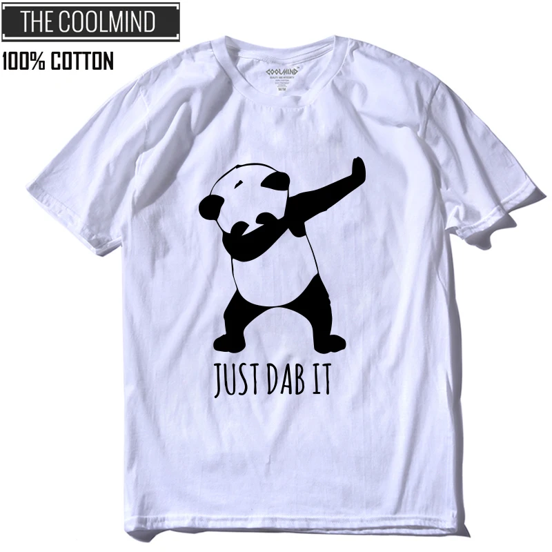 COOLMIND DA0111A 100% хлопок летняя свободная Мужская футболка с принтом just dab it panda