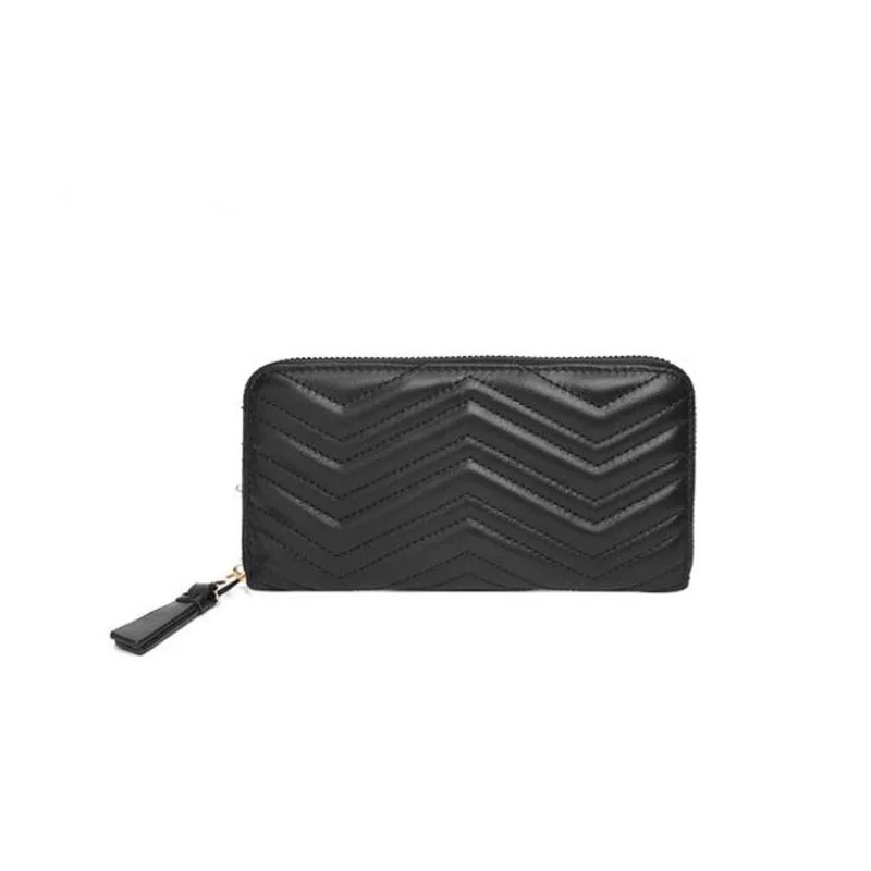 Женский Длинный кошелек из натуральной овечьей кожи с V образным узором|Женские