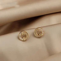fashion trend golden rhinestone letter c earrings for women luxury and elegant womens elegant party birthday jewelry gift