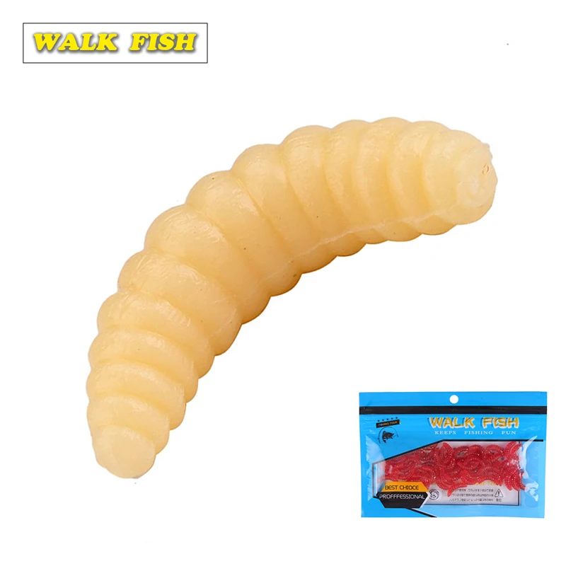 Walk Fish 50 шт./лот 2 см 0 4 г рыболовные приманки мягкие с запахом червей Светящиеся