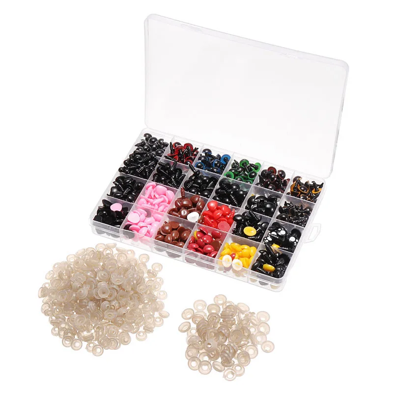 Caja de pl&aacute;stico para ojos de seguridad, accesorios para hacer mu&ntilde;ecas, oso de peluche, Animal de peluche, 6mm-14mm, 1040 Uds.-1