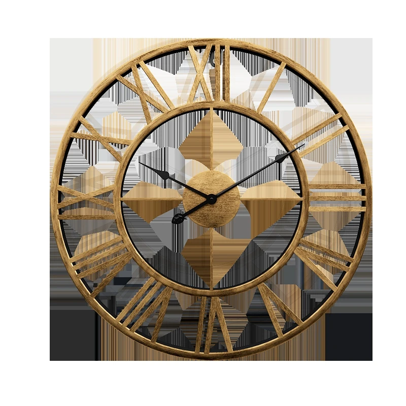 Скандинавские настенные часы 60 см с металлическими римскими цифрами большие