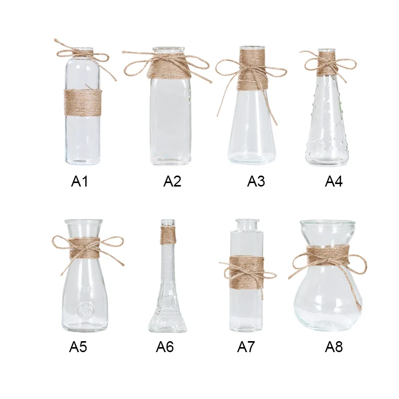Creative Nordic Glass Vases Living Room Table Decoration Transparent Flower Rope Dry Vase DIY Bottle Home Furnishings NEW | Дом и сад