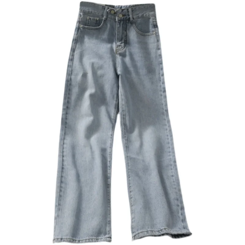 

Small Jeans Women's Straight Loose Women's 2020 Spring High Waist Slimming All-Match Wide Leg Pants Light Color Trousers