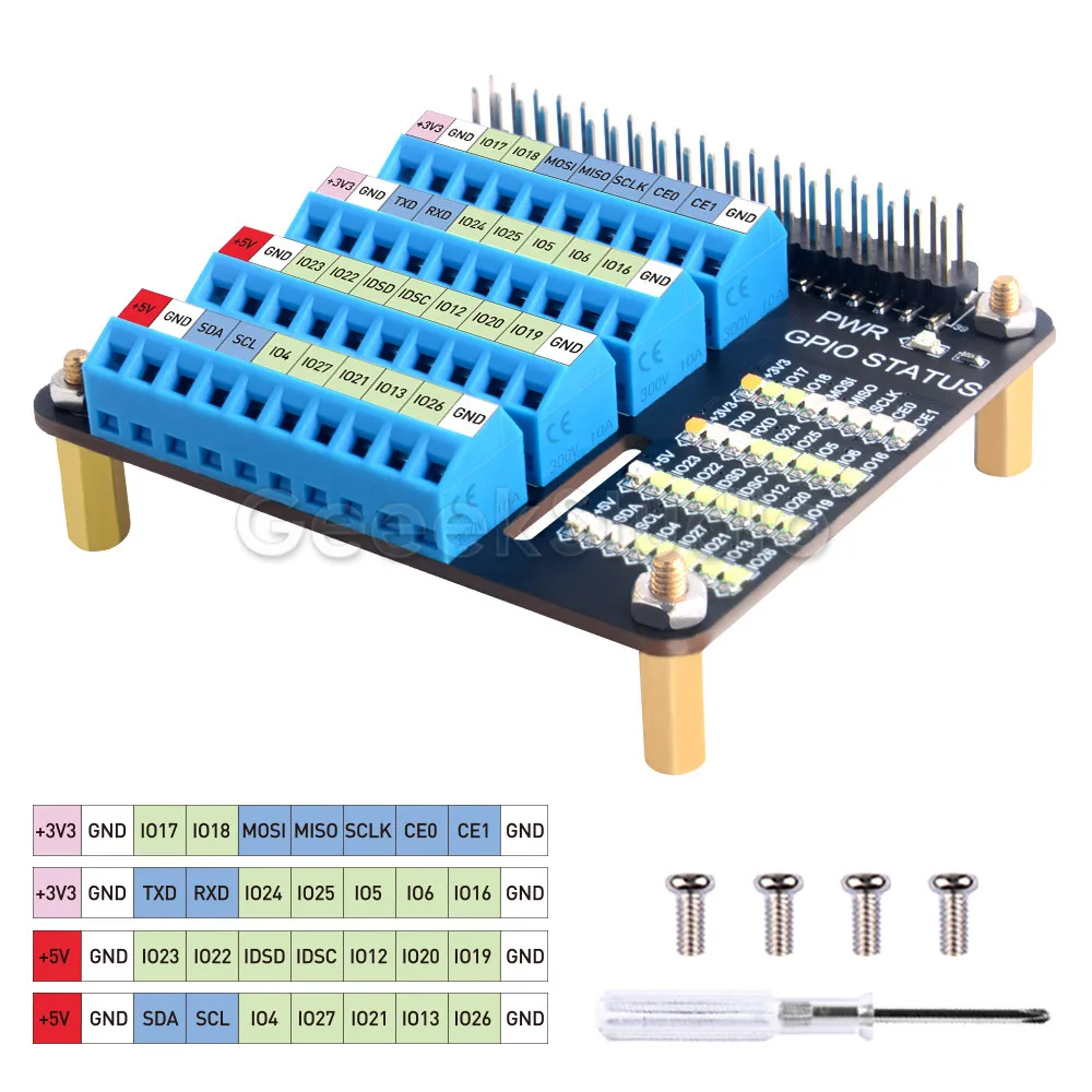 Placa de Extensão Chapéu para Raspberry 3b + – Raspberry Gpio Expansão Parafuso Terminal 2b – 3b 4b Zero w pi
