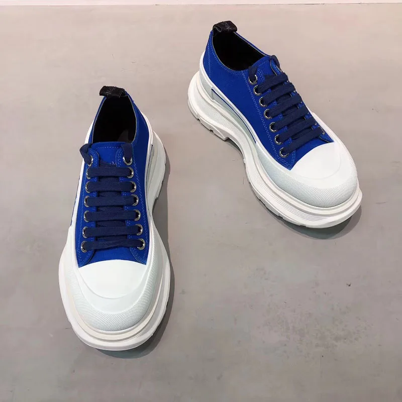 

Women Shoes Platform Lace Up Casual Female Ladies Flats Vulcanized Shoes Canvas Stretch Fabric Sneakers Off White Shoes Brand