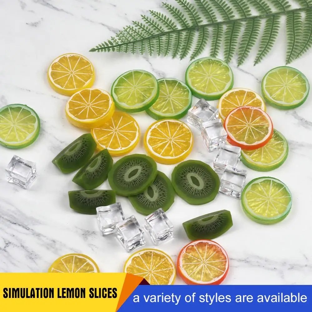 

2Pcs Photography Props Simulation Fruit Slices & Artificial Ice Cubes for Studio Photo Desktop Shooting Decoration Accessories