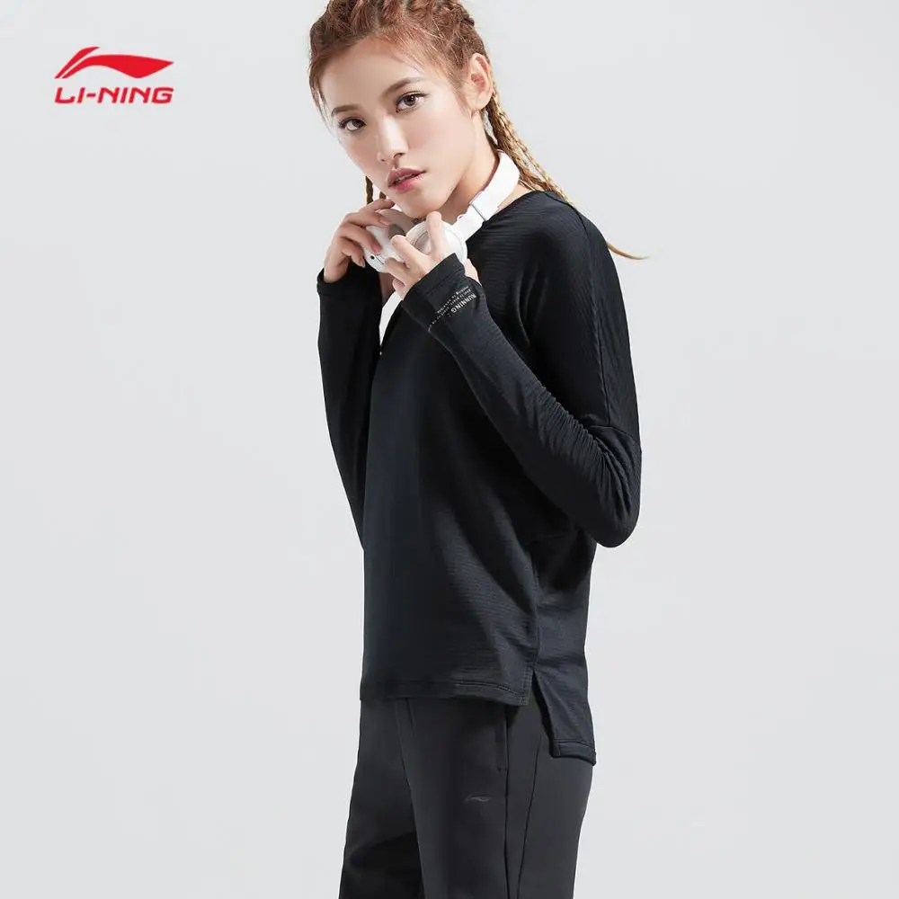 Женская футболка для бега Li-Ning теплая с длинным рукавом 95% полиэстер 5% спандекс