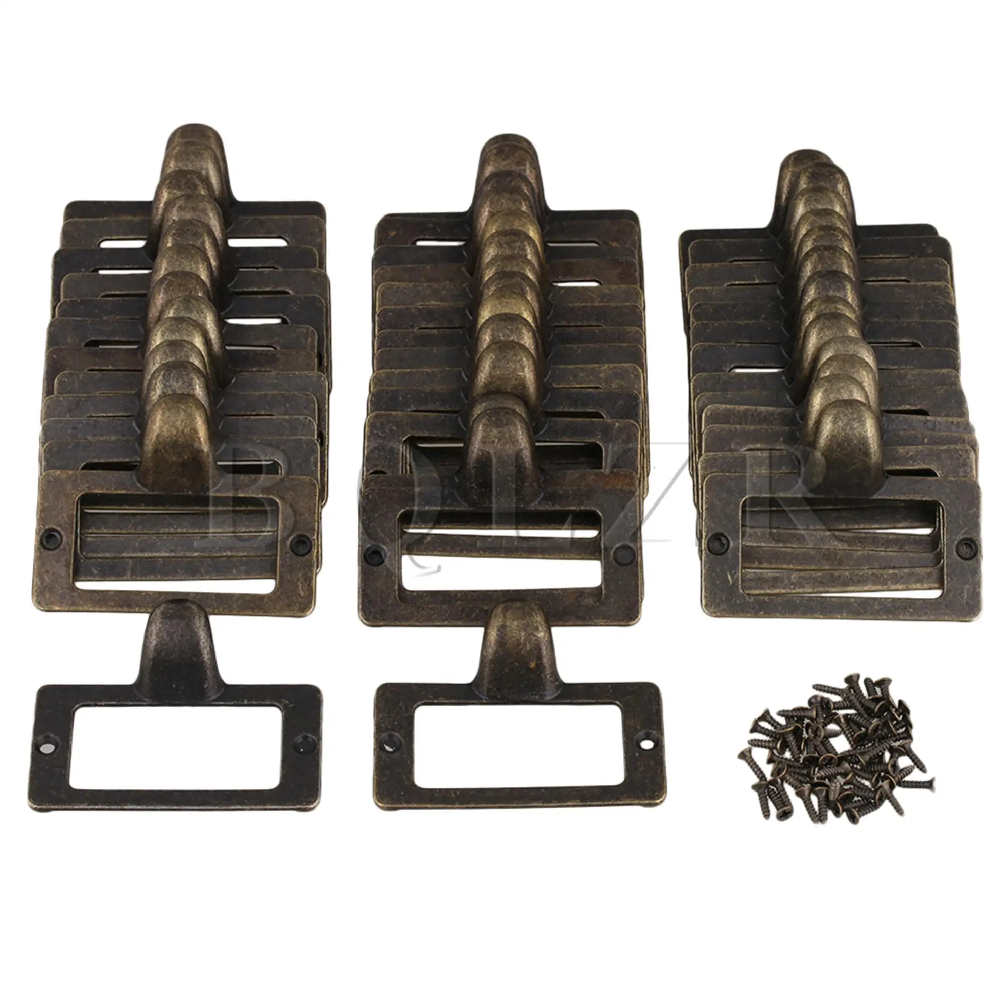

30pcs 56x46mm Zinc Alloy Drawer Cabinet Pull Handle Label Frame Antique Bronze
