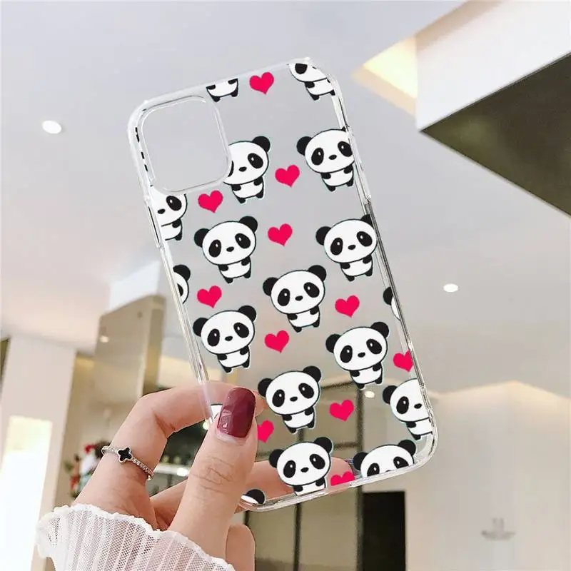 

panda Phone Cases Transparent Clear for iPhone 11 12 mini pro XS MAX 8 7 6 6S Plus X 5S SE XR 2020