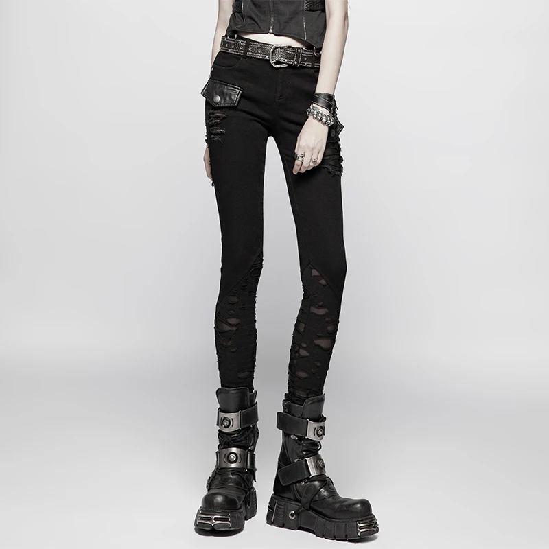 Панк рейв для женщин стимпанк готический длинные брюки мода уличная панк Рок