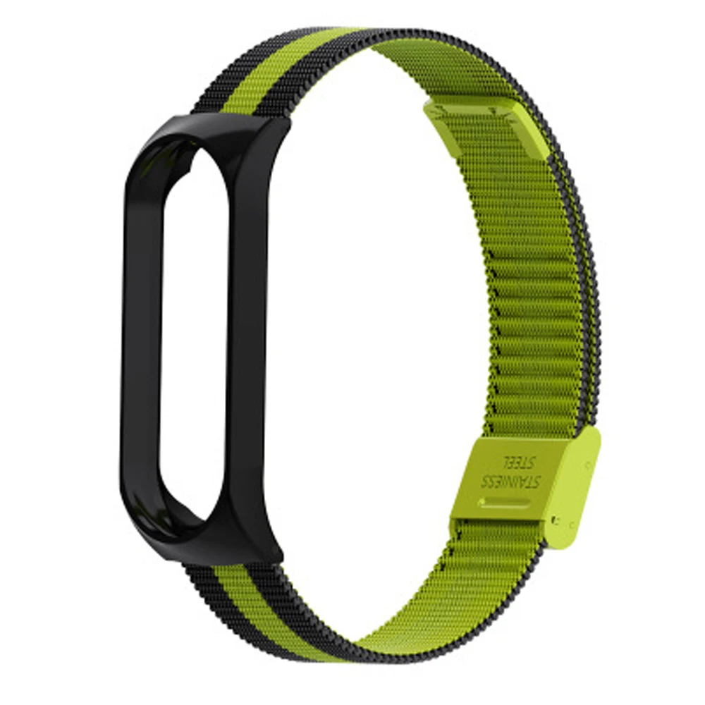 Black and green Ремешок для mi Band 4/3, ремешок на запястье, металлический, без винтов, нержавеющая сталь, для Xiaomi mi, ремешок на 4/3, браслет mi Band 4/3, напульсники - Цвет: Black and green