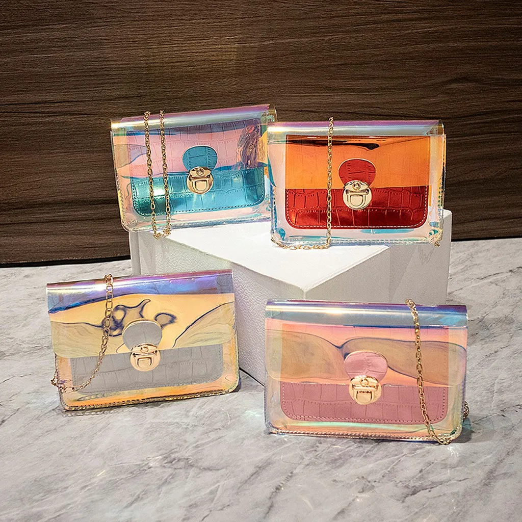 2020 модная женская прозрачная сумка через плечо с лазерным рисунком