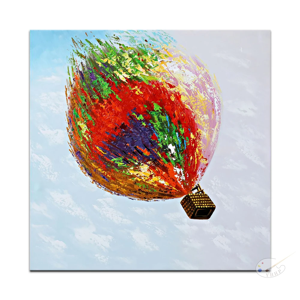 

Oil Painting Abstract Modern Hand Painted Hot Air Balloon Wall Art Home Decoration Rolled Canvas No Frame Unstretched