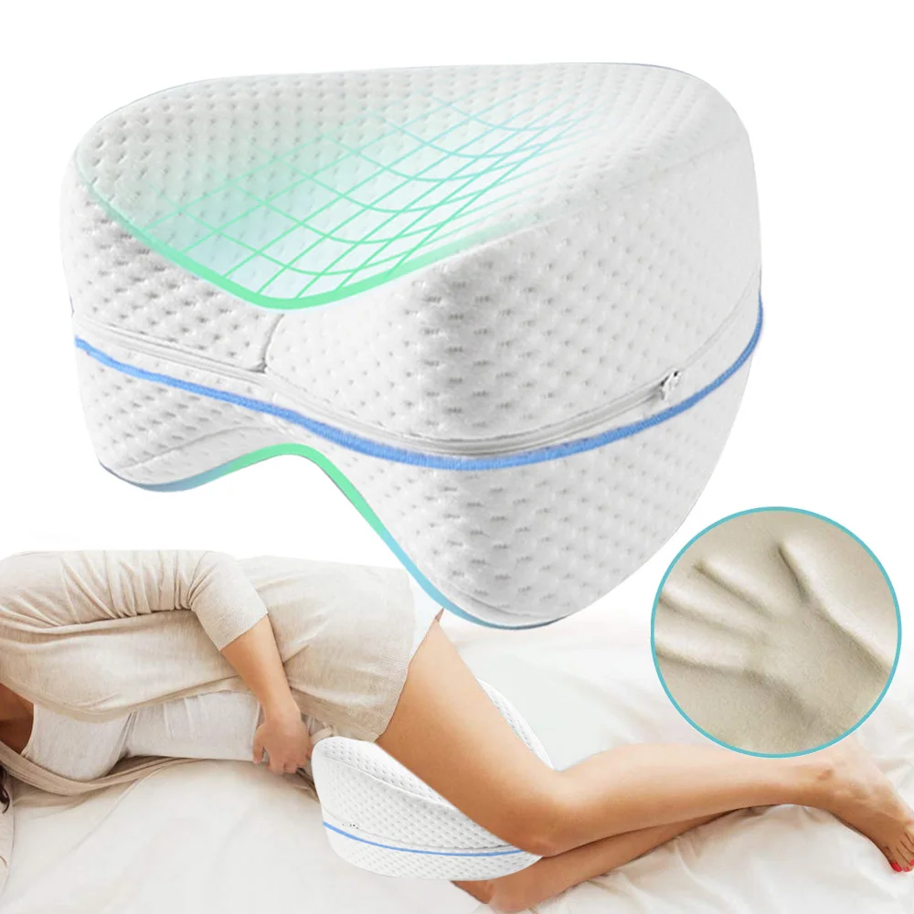 

Pregnancy Body Memory Foam Pillow Orthopedic Knee Leg Wedge Pillow Cushion for Side Sleeper Sciatica Relief or pillowcase