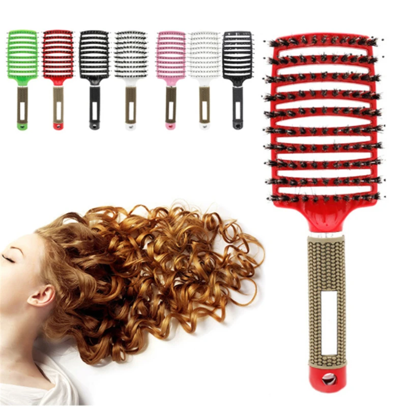 

Girls Hair Scalp Massage Comb Hairbrush Bristle Nylon Women Wet Curly Detangle Hair Brush for Salon Hairdressing Styling Tools