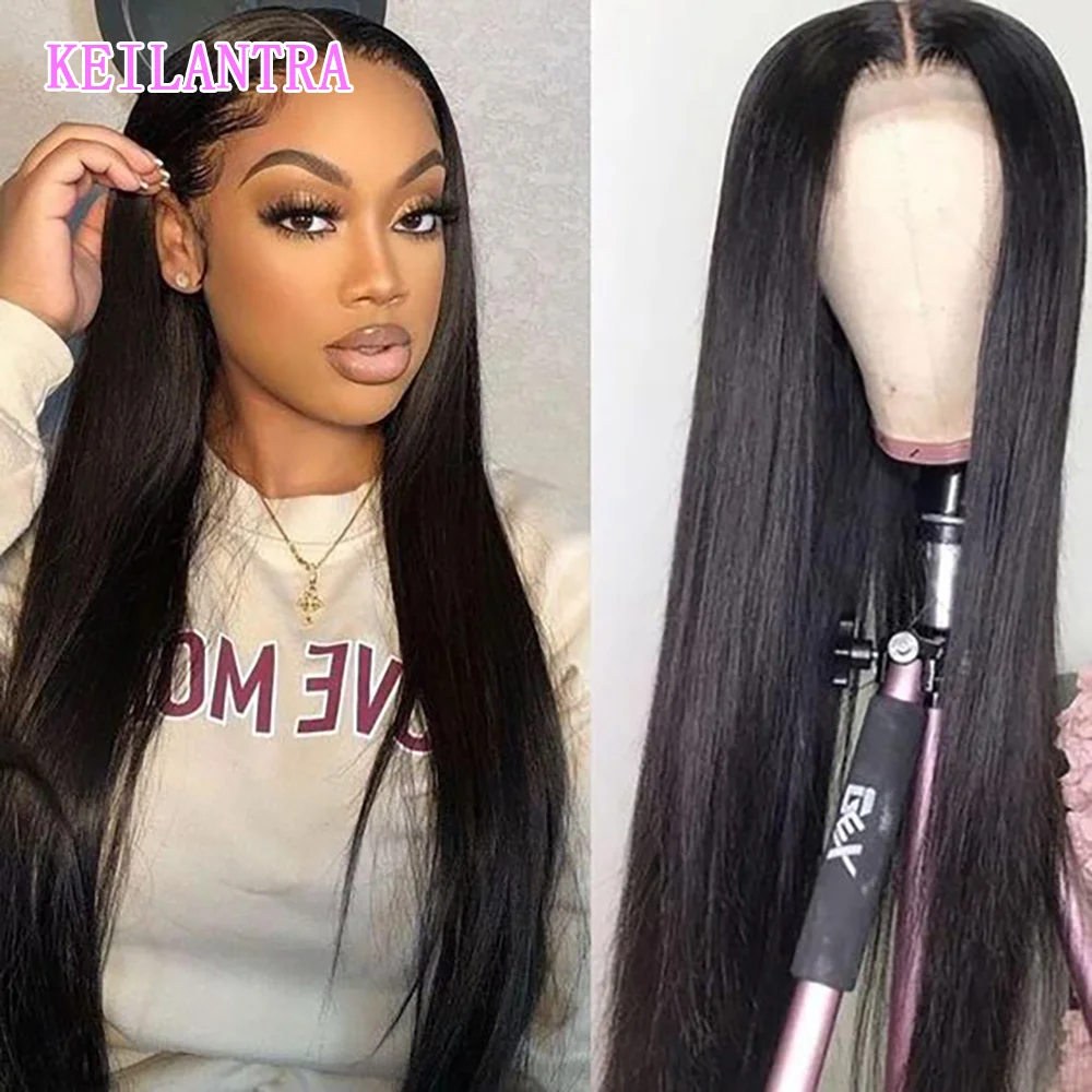 4X4 Lace Frontal Wig Human Hair Natural Color Transparent Straight Closure Wigs For Black Women Brazilian Remy 30 inch 180%