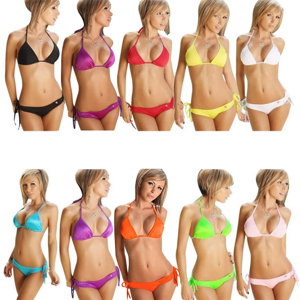 Женский купальник комплект бикини Бюстгальтер-бандо пуш-ап бандажный купальный