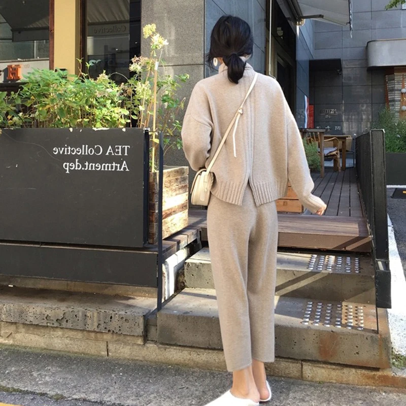 Женский Повседневный комплект из 2 предметов свитер и штаны с бусинами вязаной