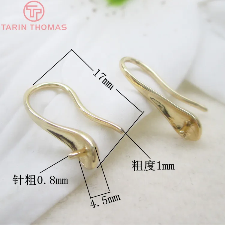 

20PCS 17MM Width 4MM 24K Gold Color Brass Half Pins Earrings Hooks High Quality Diy Jewelry Findings Accessories