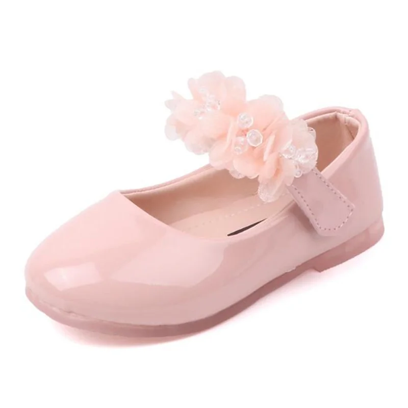 

Girls Leather Shoes Flower side Crystal Mary Janes Shoes Baby Princess shoes Girls Soft bottom non-slip Black Flat casual shoes